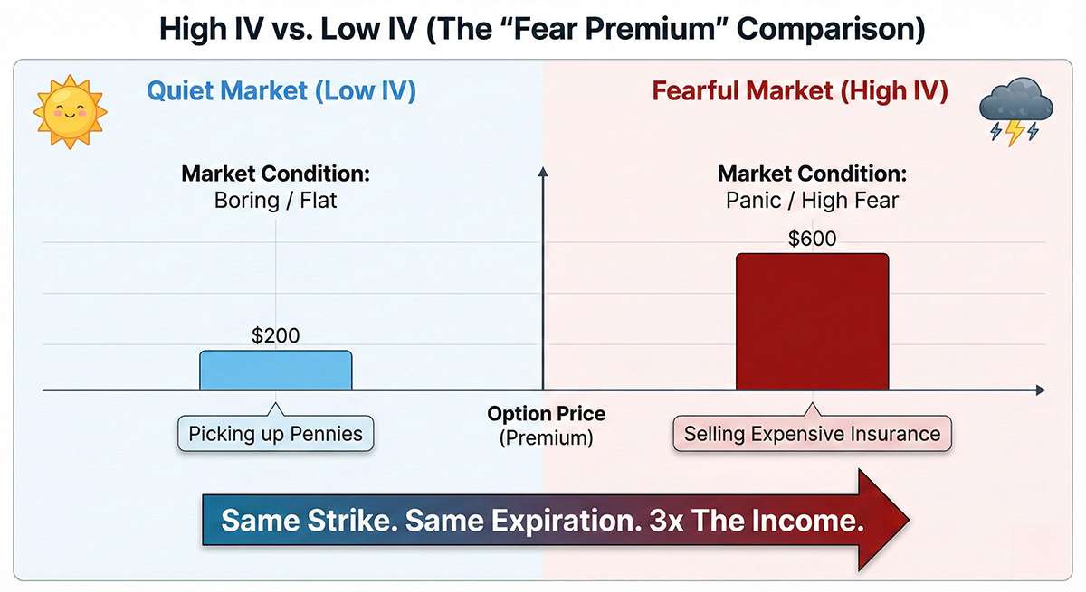 High volatility vs Low volatility when trading futures options.