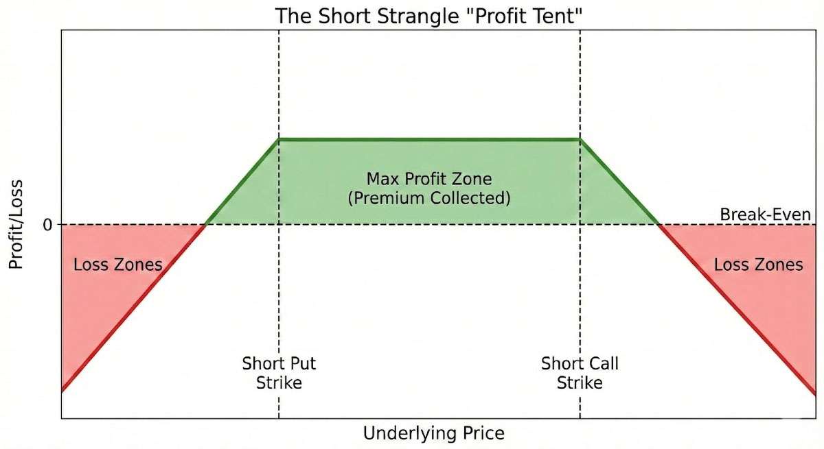 Short Option Strangle Profit Tent