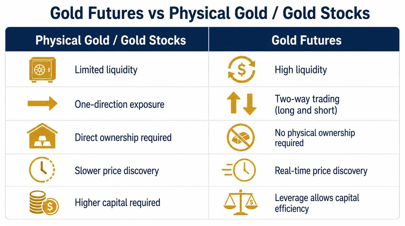 TradingGold futures vs holding physical Gold